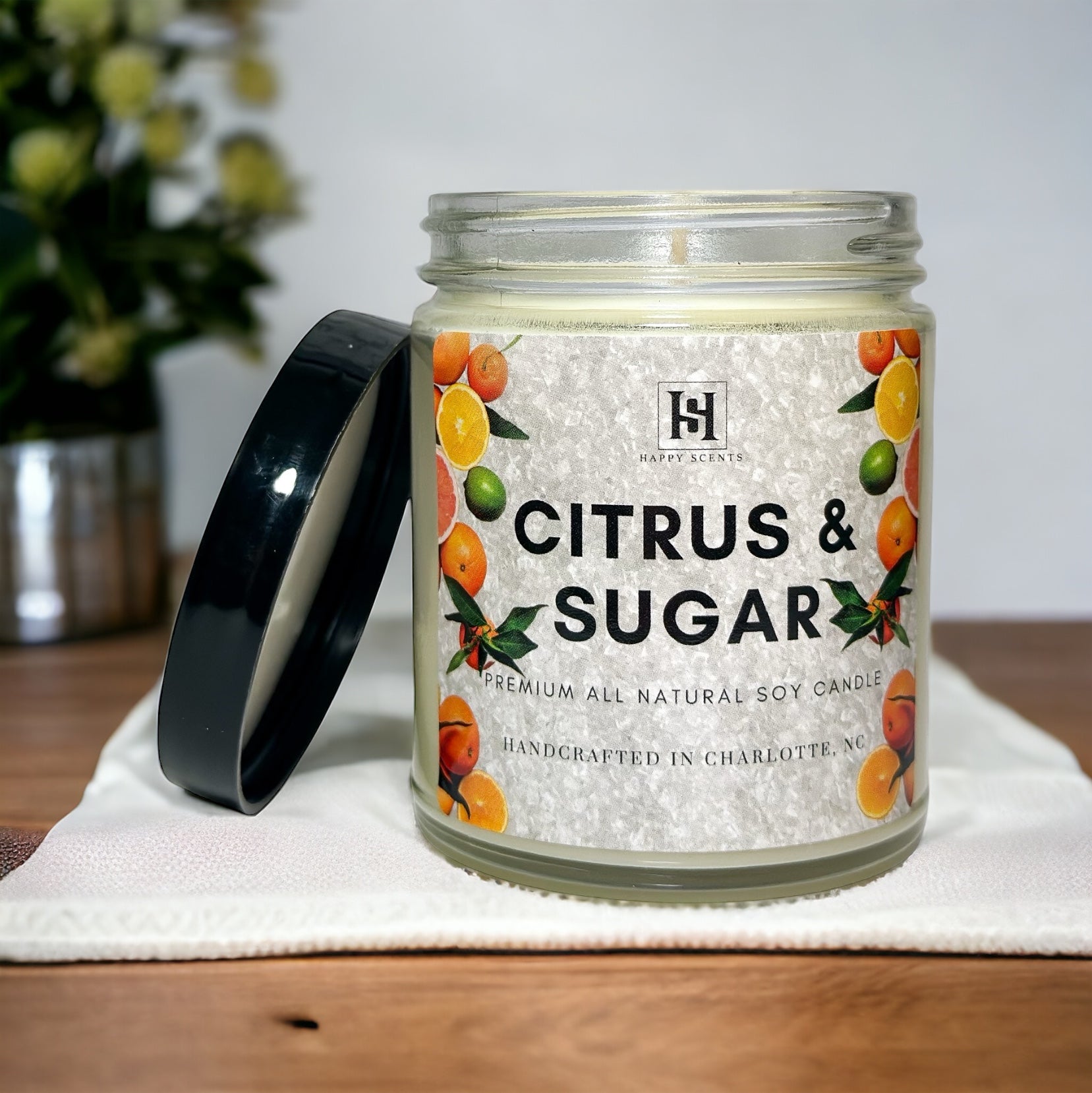 citrus and sugar soy candle.