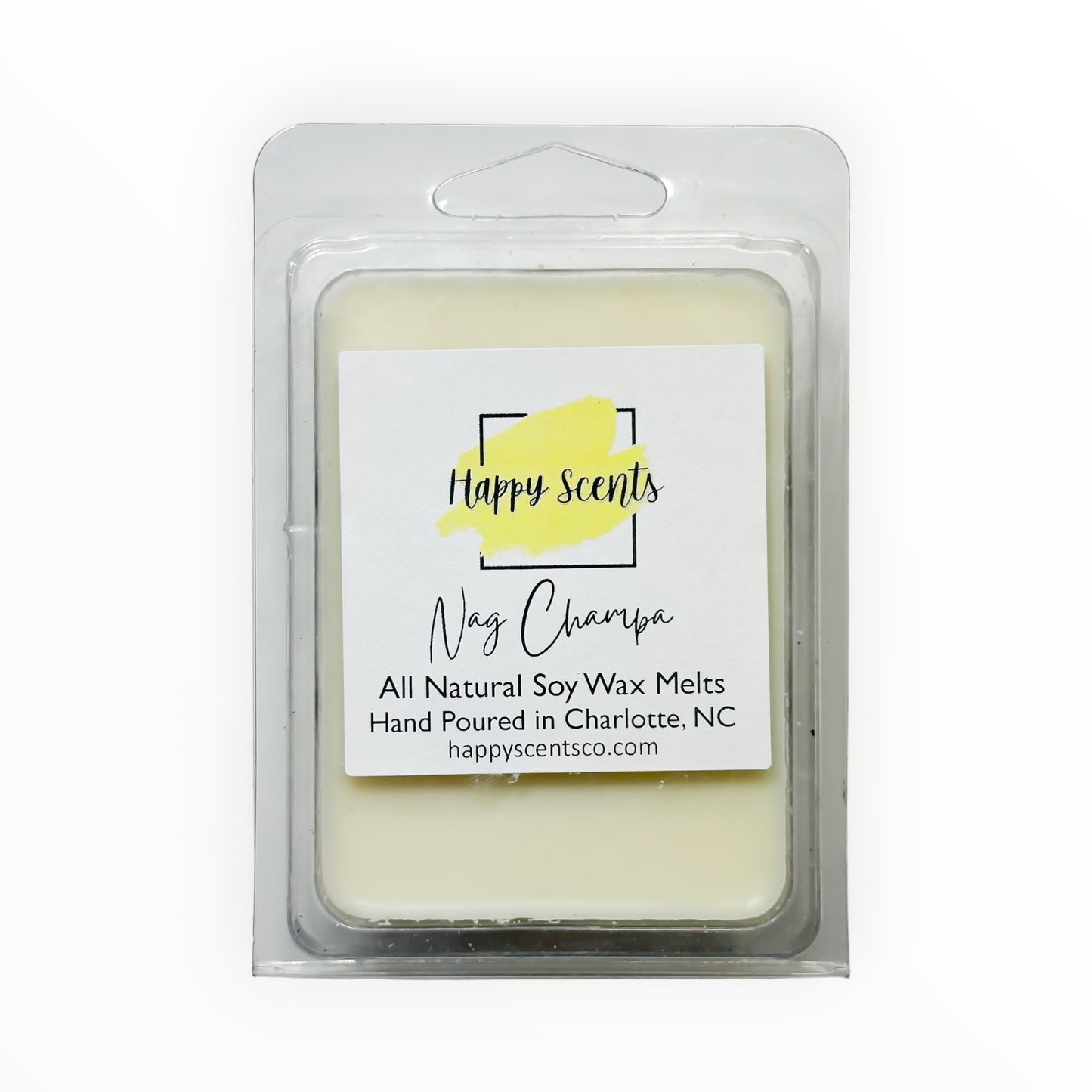 Nag Champa wax melts. Soy wax melts that provide a flameless fragrance at home.