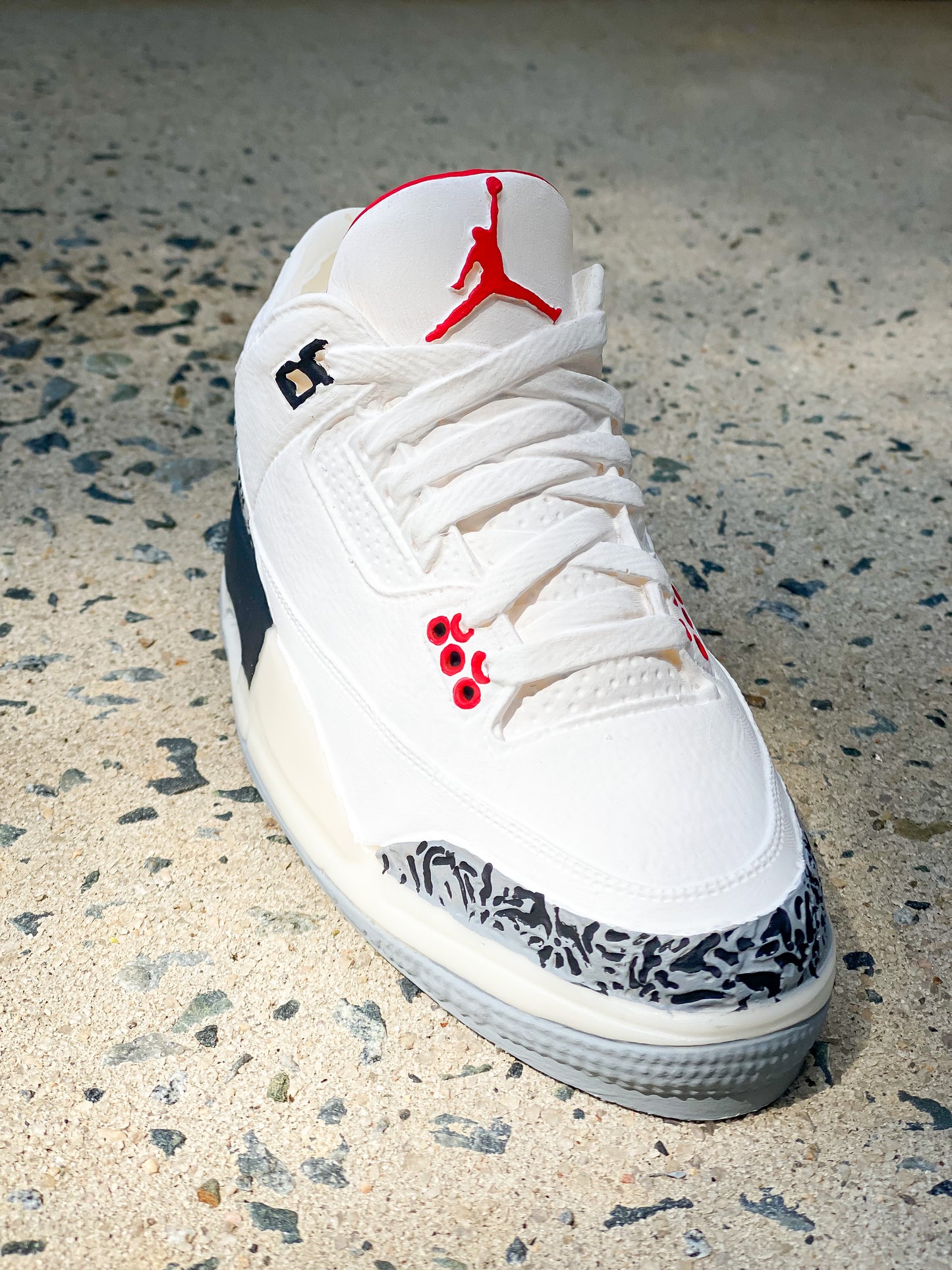 Air Jordan 3 "White Cement" Sneaker Candle. All natural soy wax candle inspired by the retro Jordan 3 shoe
