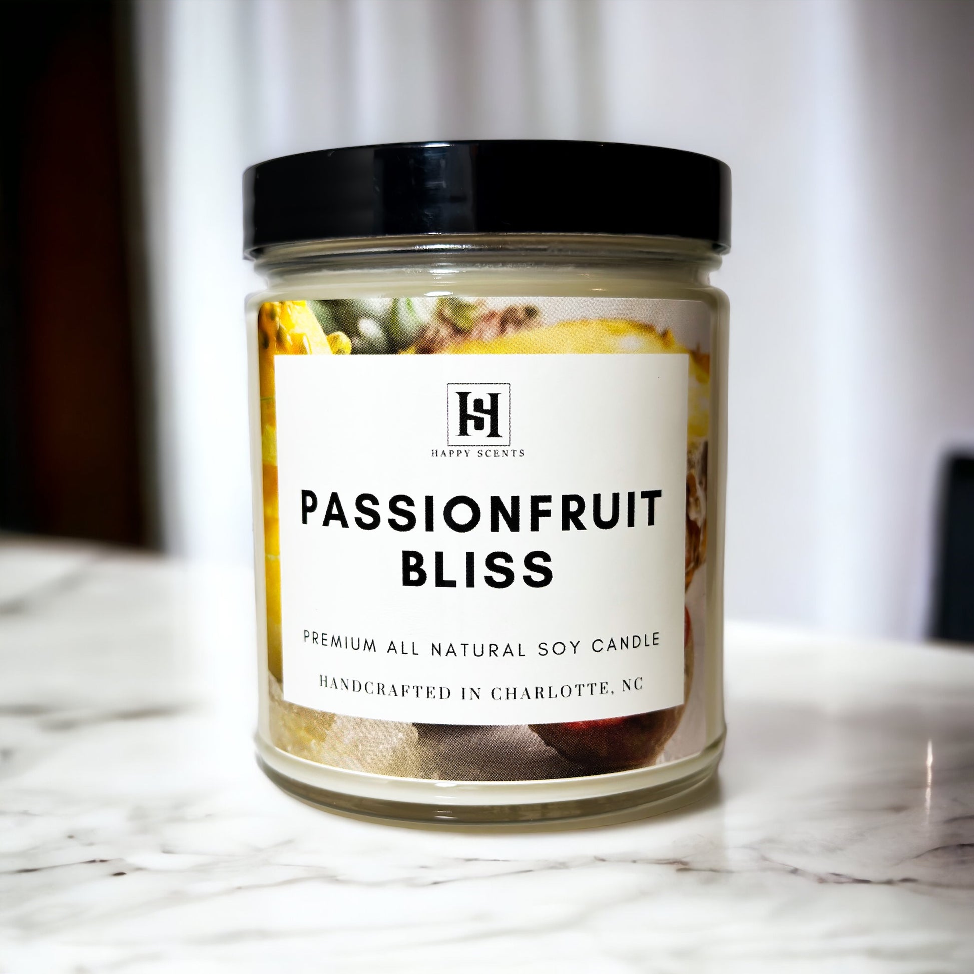 Passion Fruit and Pineapple scented candle.