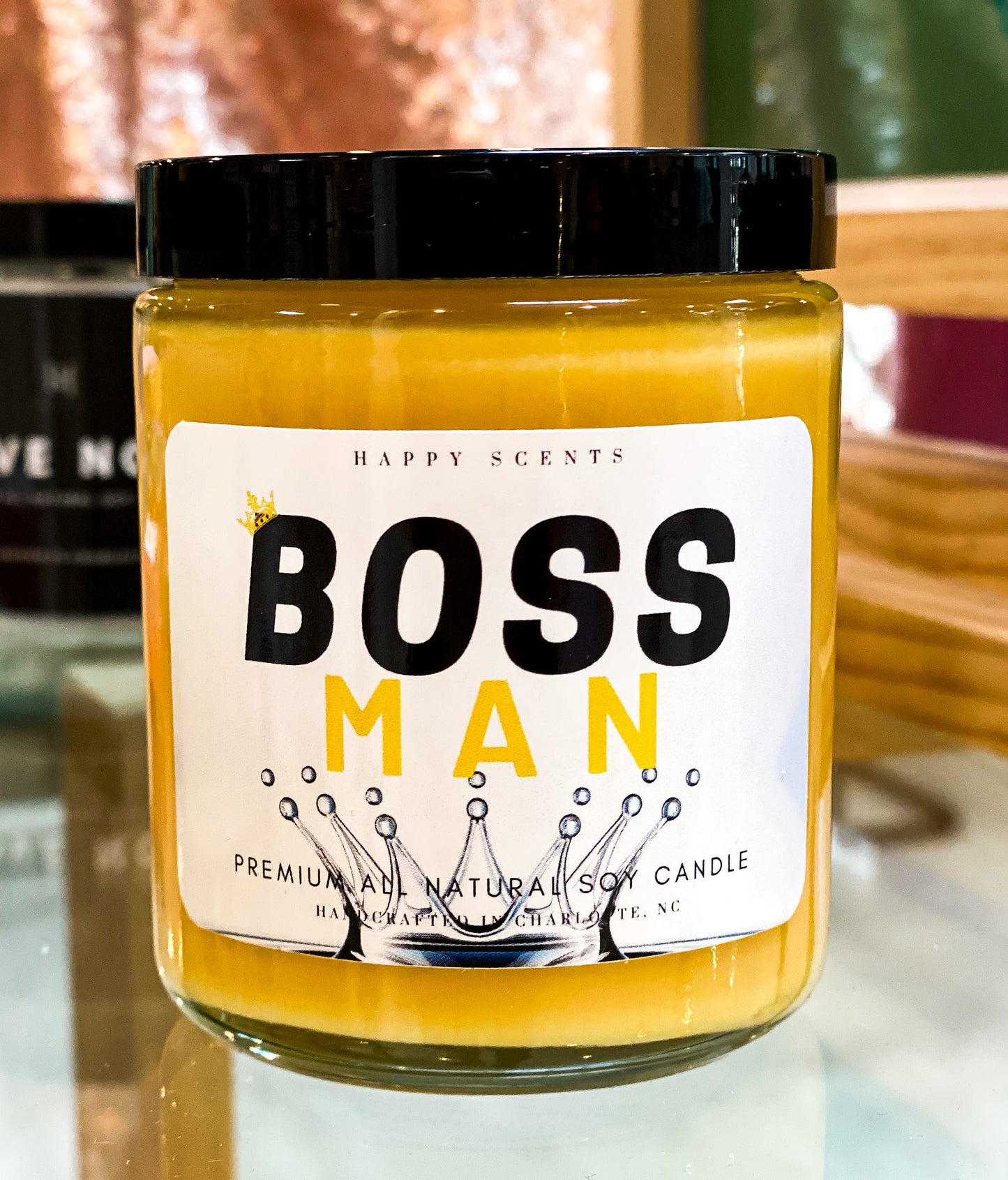 Boss Man Soy Candle hand poured by Happy Scents