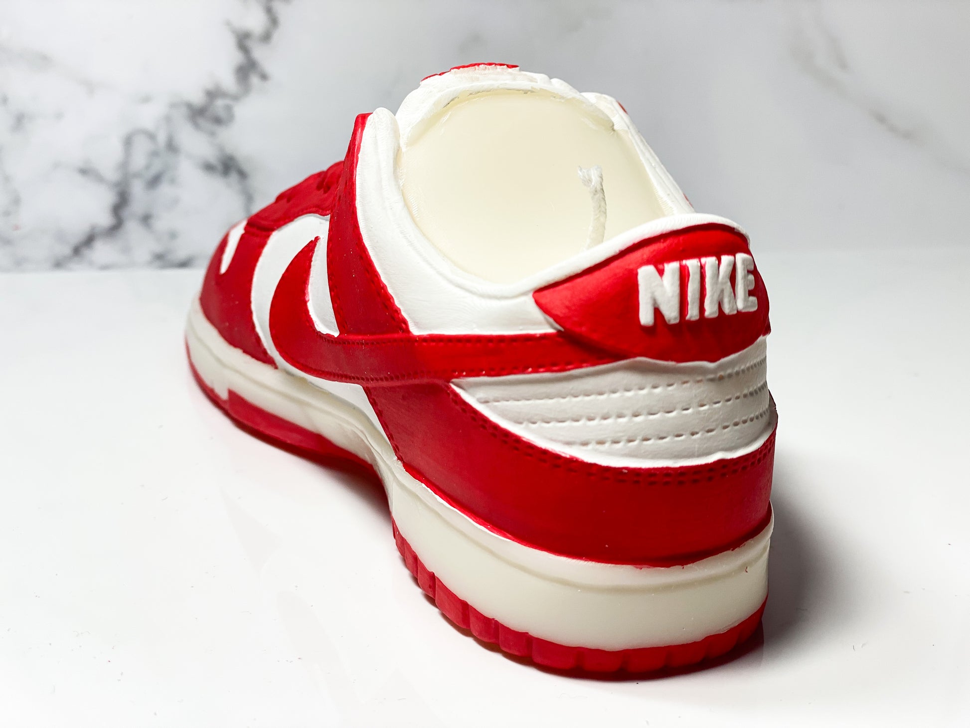 Red and White Dunk Low Sneaker Candle