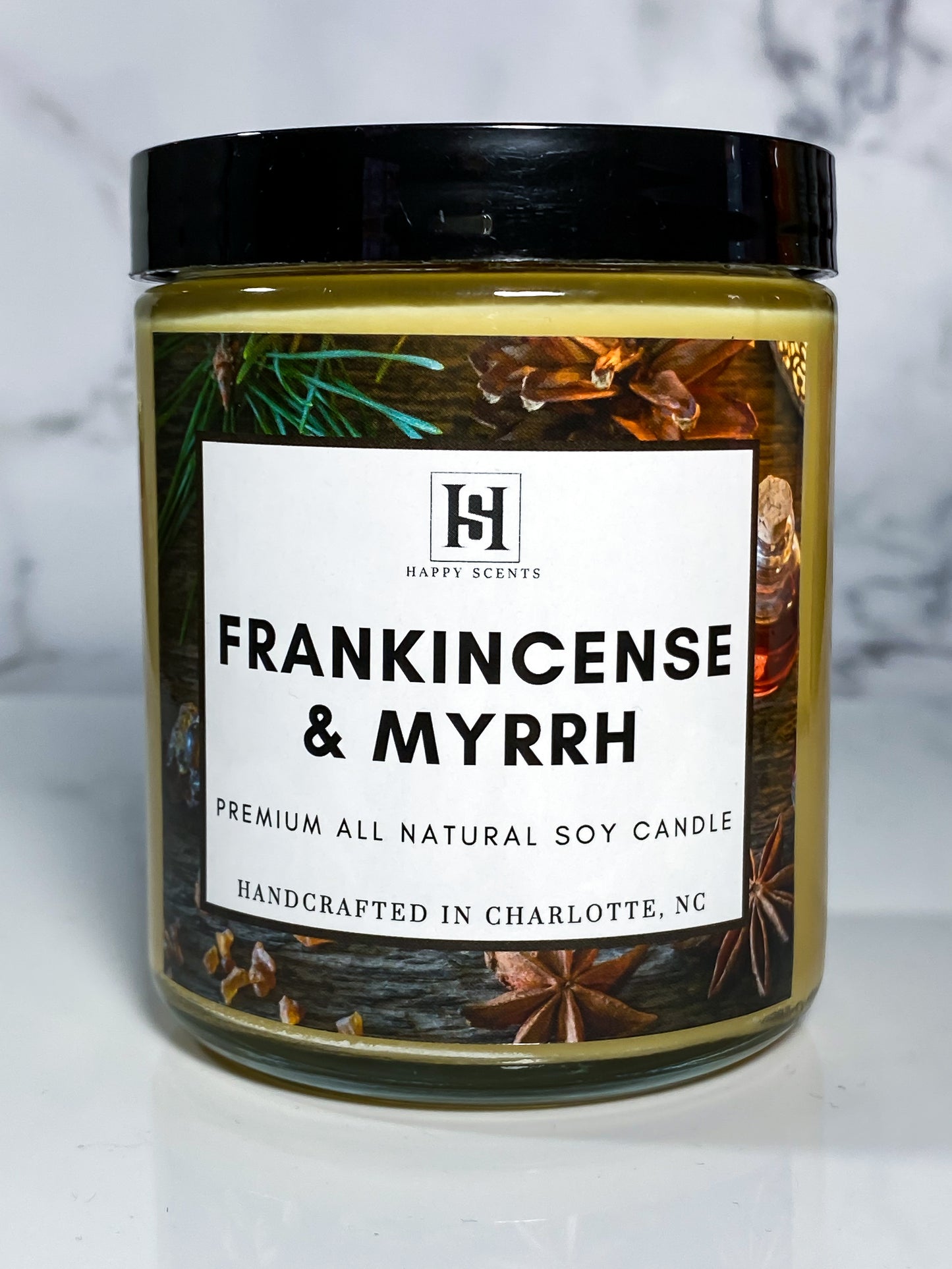 Frankincense and Myrrh candle. 
