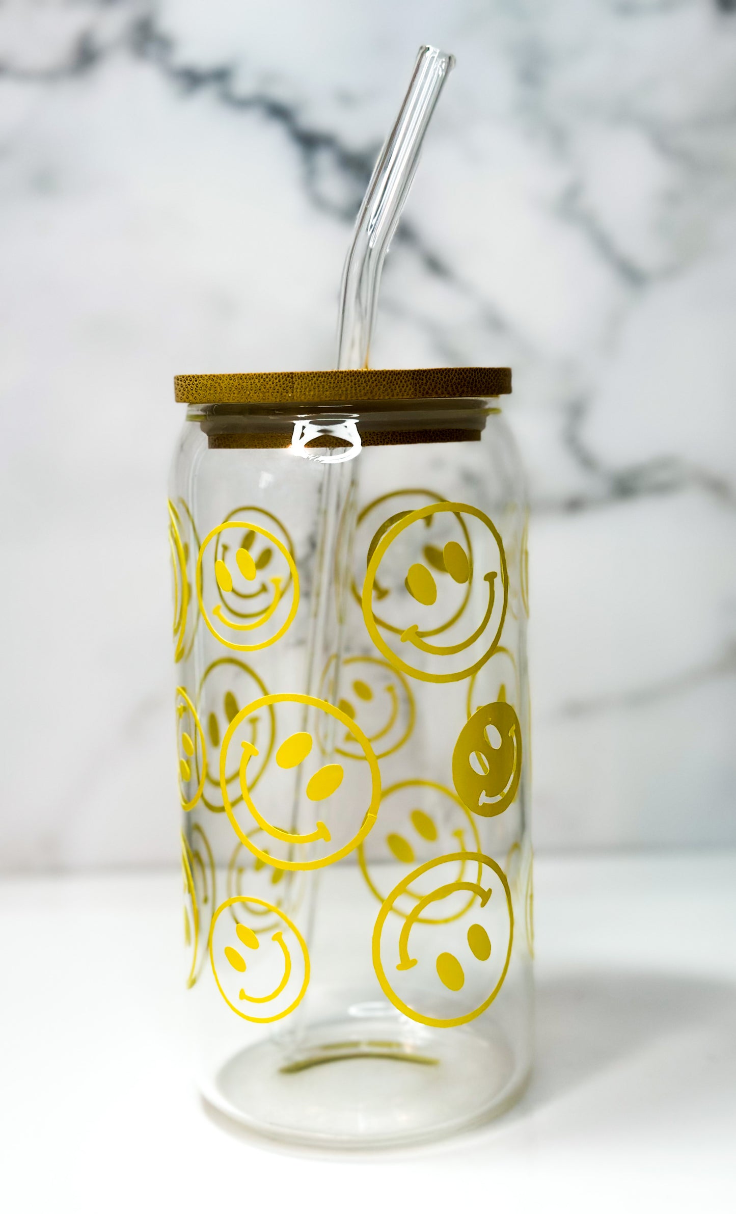 16 oz Smiley Glass Can Cup – Happy Scents